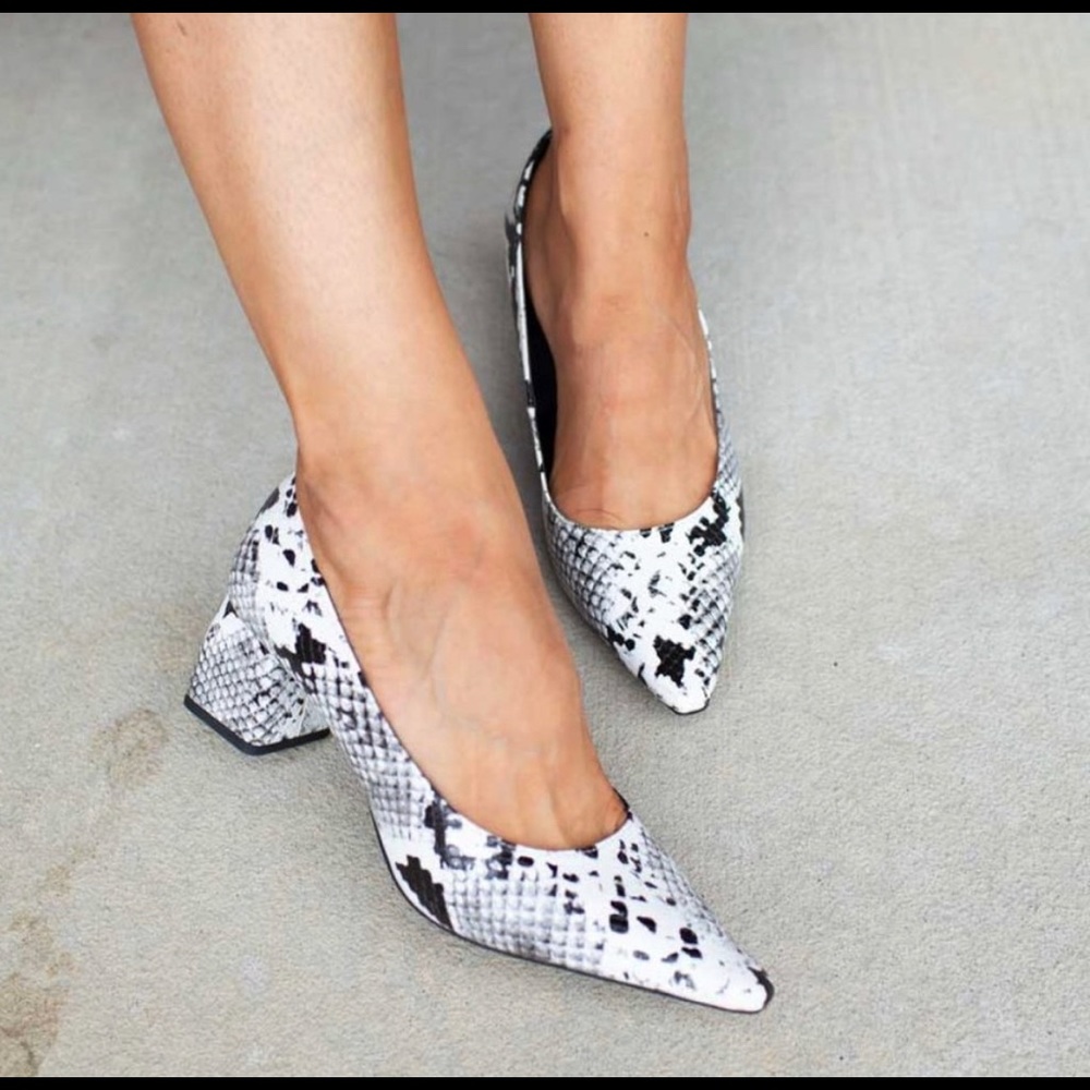 Zara snakeskin block heels